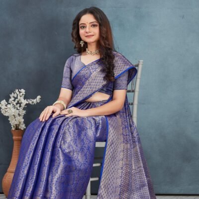 Brocade Elegance Pure Mysore Silk Sarees in blue