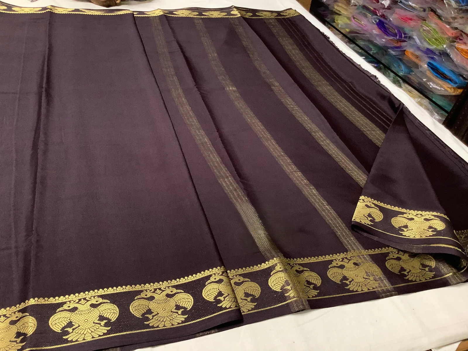 Semi Mysore Silk Saree with Stylish Contrast Color Borders 999rs